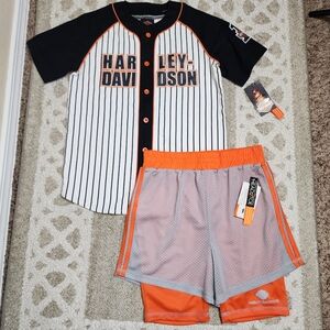 Harley-Davidson Outfit Baseball Top & Shorts Boys 8/10